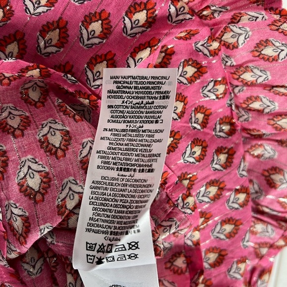 Mini Boden Sz 8-9 Y Tiered Print Skirt Elastic Waist Pink w/Silver Shimmer NWT - Picture 9 of 10